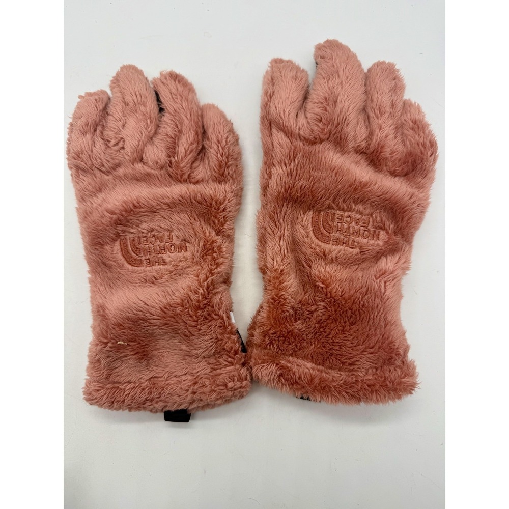The North Face Gloves Girls M Pink Faux Fur Fleece Gorpcore Plush Winter